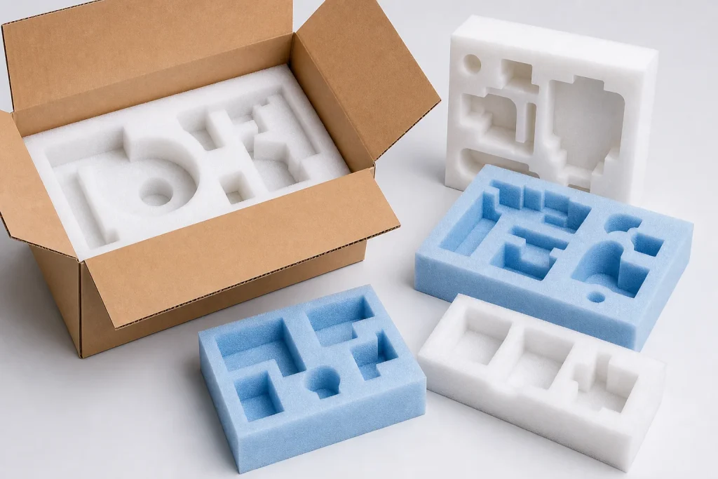Custom foam inserts for protective packaging and product cushioning