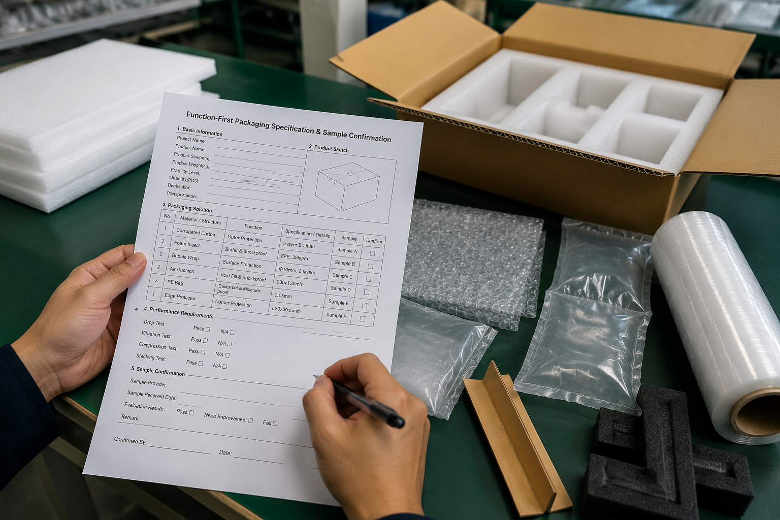 buyer checklist sheet for function-first packaging specification and sample confirmation